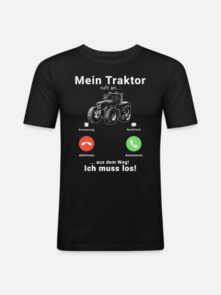Mein Traktor ruft Aus dem Weg Ich muss los - Männer Slim Fit T-Shirt - Schwarz