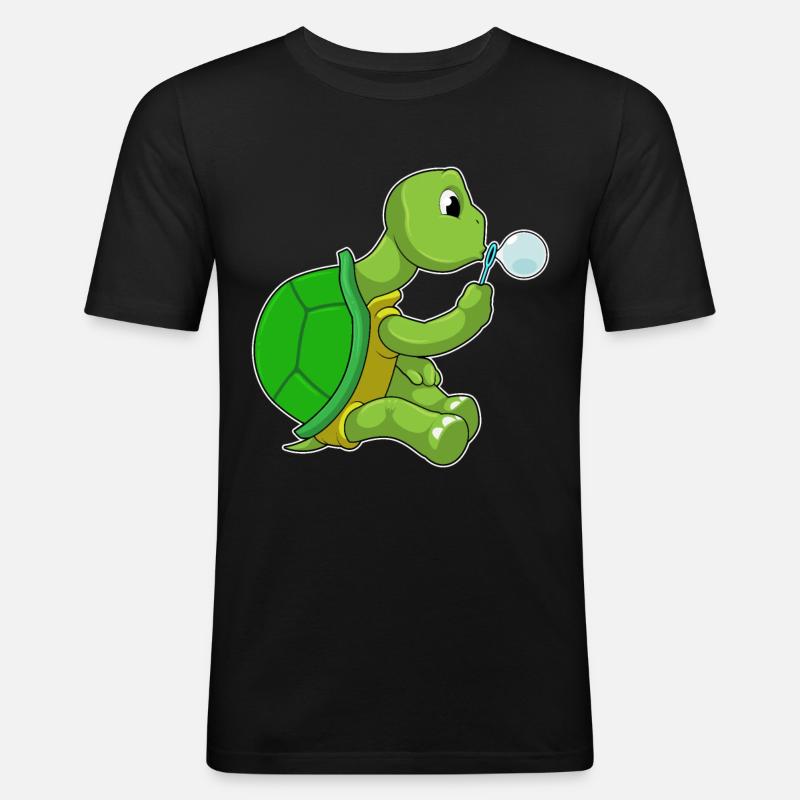 Turtle with soap bubbles - Men's Slim Fit T-Shirt - black