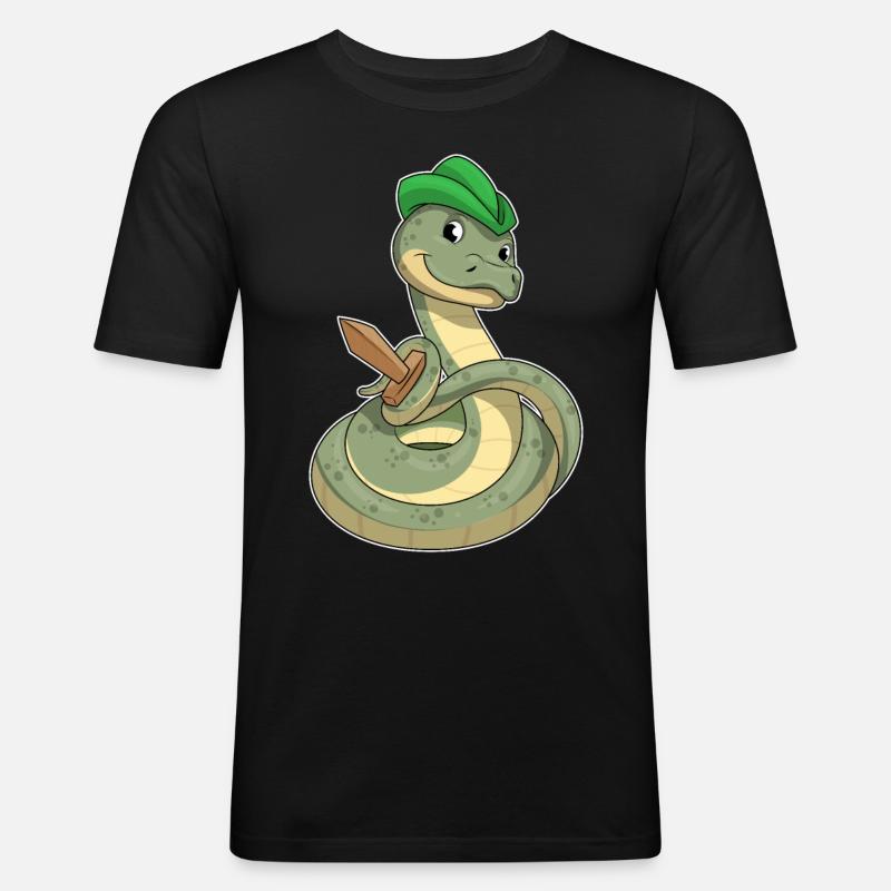 Serpent avec épée - T-shirt près du corps Homme - noir