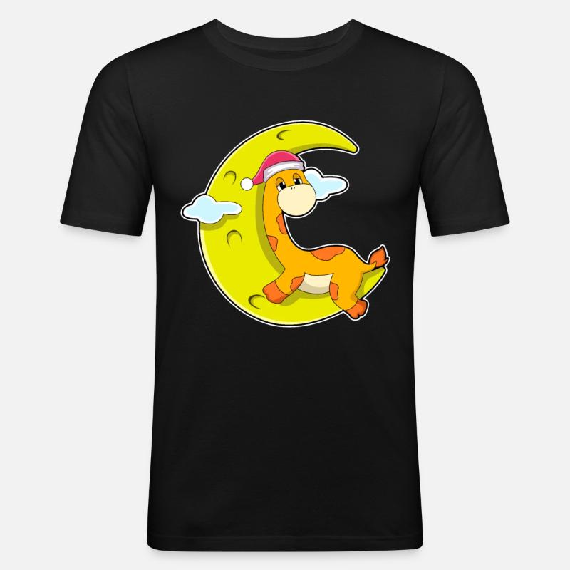Giraffe sleeping with moon - Men's Slim Fit T-Shirt - black