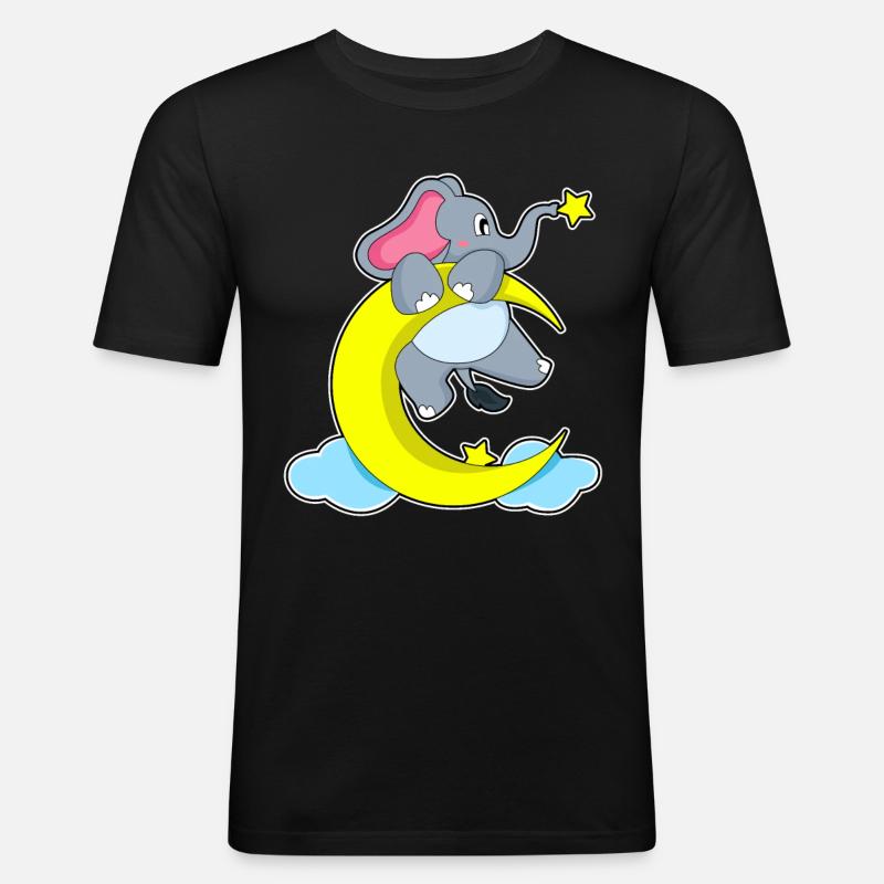 Elephant on clouds - Men's Slim Fit T-Shirt - black