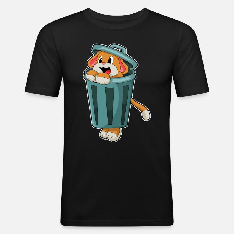Hund mit Mülleimer - Männer Slim Fit T-Shirt - Schwarz