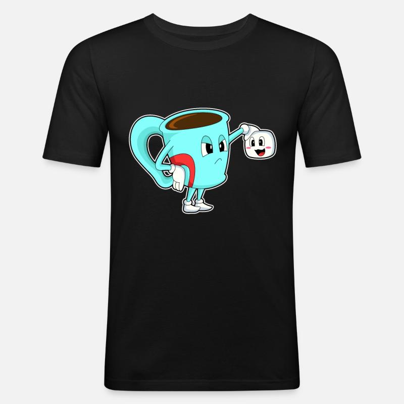 Tasse mit Kaffee - Männer Slim Fit T-Shirt - Schwarz
