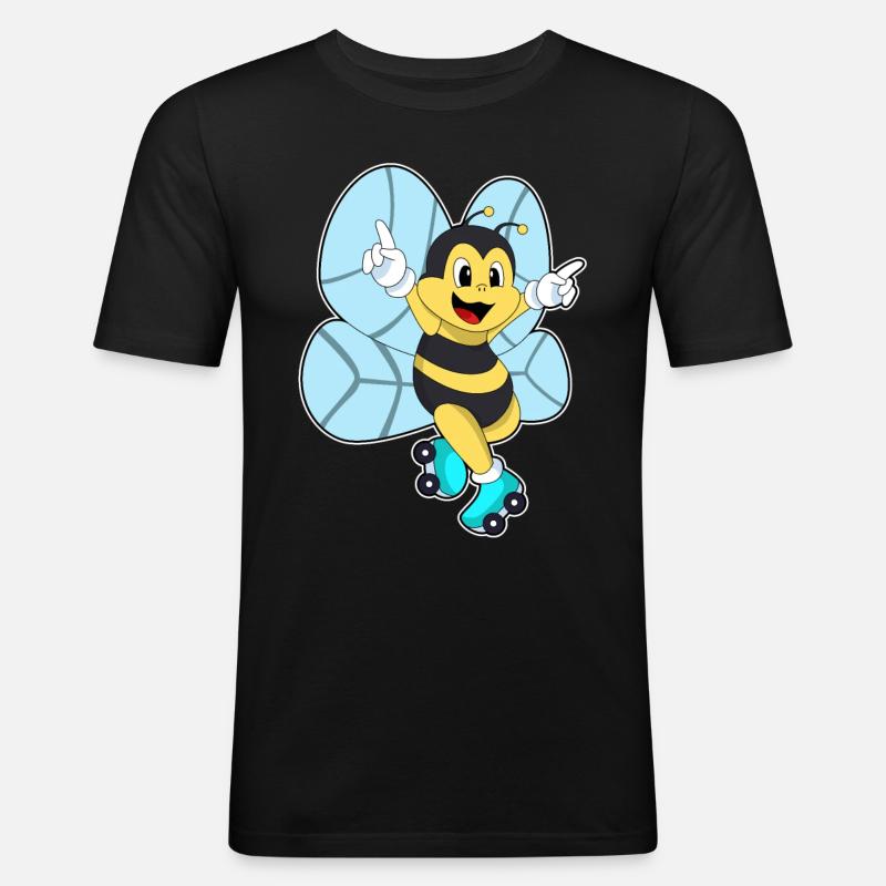 Bee with roller skates - Men's Slim Fit T-Shirt - black
