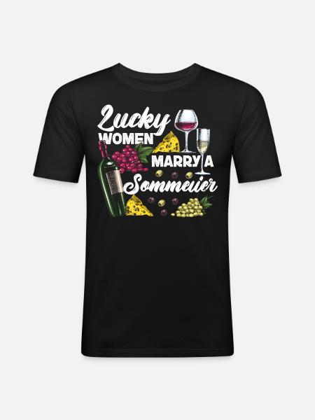 Sommelier Wine Drinking Tasting - Men's Slim Fit T-Shirt - black