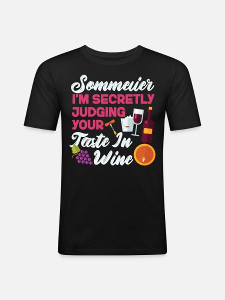 Sommelier Wine Drinking Tasting - Men's Slim Fit T-Shirt - black