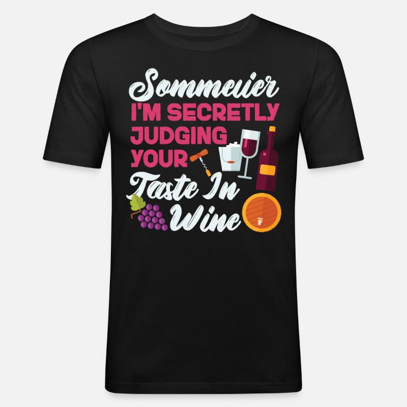 Sommelier Wine Drinking Tasting - Men's Slim Fit T-Shirt - black