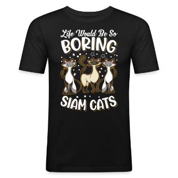 Siamkatze Siamesische Katze Siam Cat - Männer Slim Fit T-Shirt - Schwarz - Vorne - Nik (191cm)