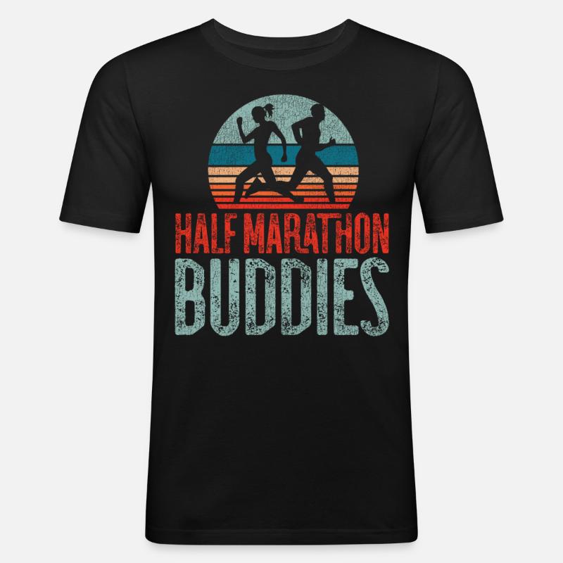 Running Runner Half Marathon - Männer Slim Fit T-Shirt - Schwarz