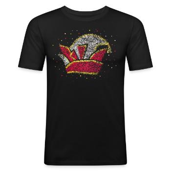 Narrenkappe Narr Prinz Kölner Karneval Jeck - Männer Slim Fit T-Shirt - Schwarz - Vorne - Nik (191cm)