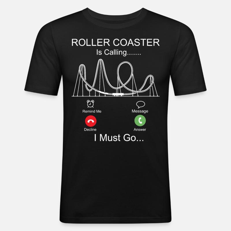 Roller Coaster Phone Display - Männer Slim Fit T-Shirt - Schwarz