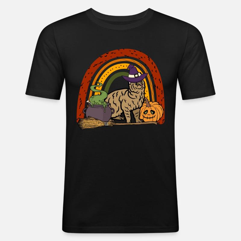 Pixie bob Katze Halloween - Männer Slim Fit T-Shirt - Schwarz