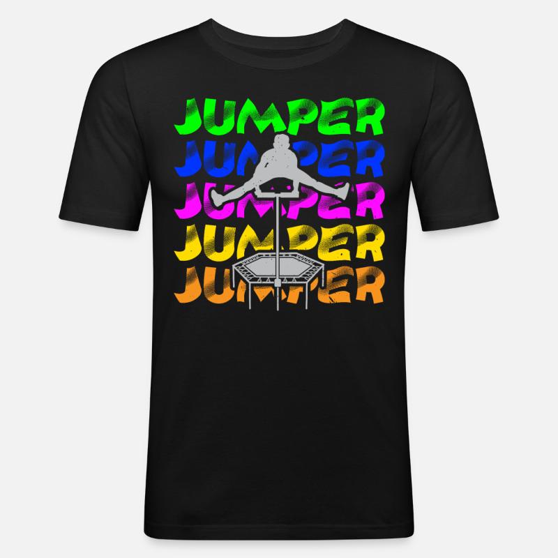 Trampolinspringen Trampolin Trampolin Trampolinspr - Männer Slim Fit T-Shirt - Schwarz