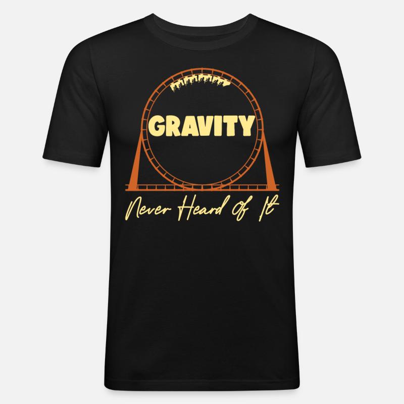 Roller Coaster Gravity Never Heard - Männer Slim Fit T-Shirt - Schwarz