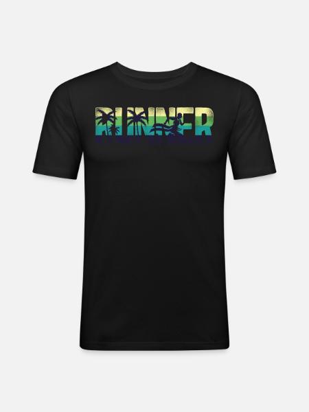 Running Runner Half Marathon Retro - Men's Slim Fit T-Shirt - black