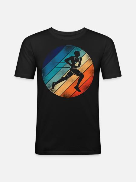 Running Runner Half Marathon Retro - Men's Slim Fit T-Shirt - black