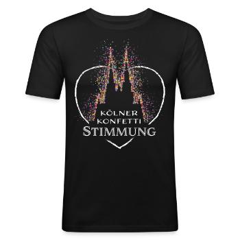 Kölner Dom Köln Karneval Fasching Konfetti Kölle - Männer Slim Fit T-Shirt - Schwarz - Vorne - Nik (191cm)