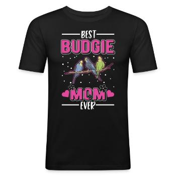 Perruche Maman Welli Perruche - T-shirt près du corps Homme - noir - Devant - Nik (191cm)