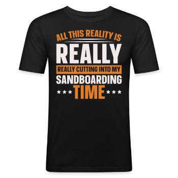 Sandboard Love Boardsport Sand Dune Sandboarding - Men's Slim Fit T-Shirt - black - Front - Nik (191cm)