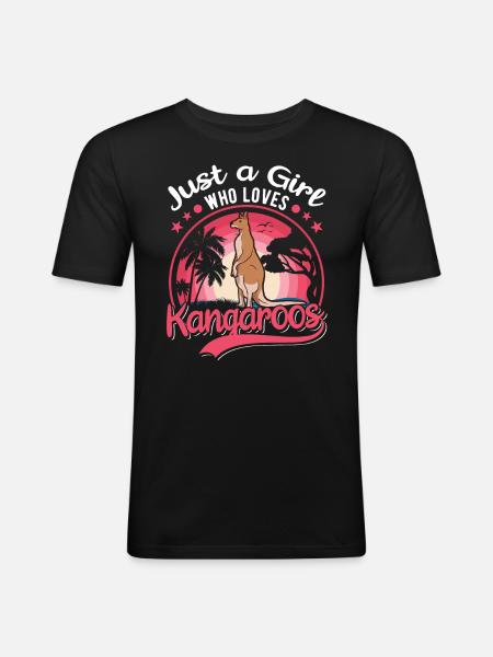Australisches Känguru Mädchen Kangaroo - Männer Slim Fit T-Shirt - Schwarz