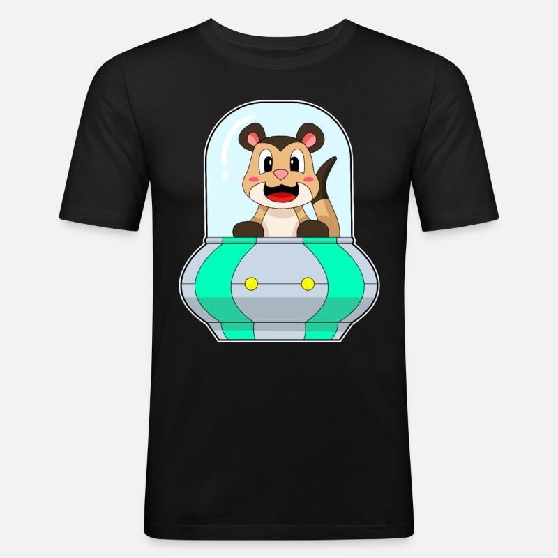 Erdmännchen mit Schiff - Männer Slim Fit T-Shirt - Schwarz