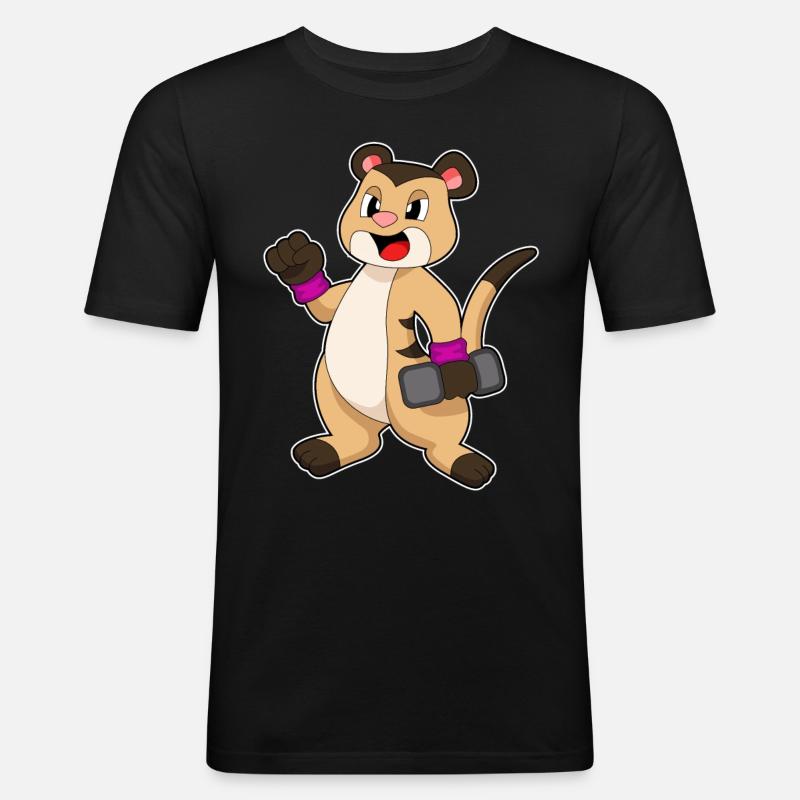Suricates avec haltères - T-shirt près du corps Homme - noir