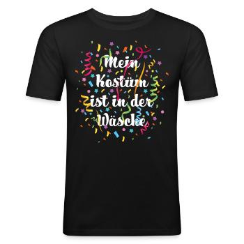 Karneval Konfetti Ersatzkostüm Kostümersatz Jeck - Männer Slim Fit T-Shirt - Schwarz - Vorne - Nik (191cm)