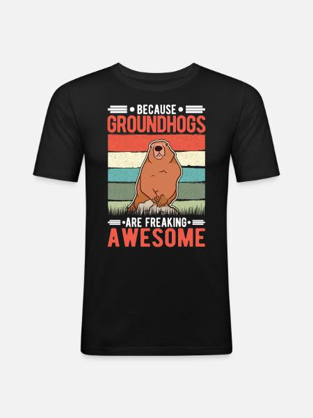 Murmeltier Marmot Waldmurmeltier - Männer Slim Fit T-Shirt - Schwarz