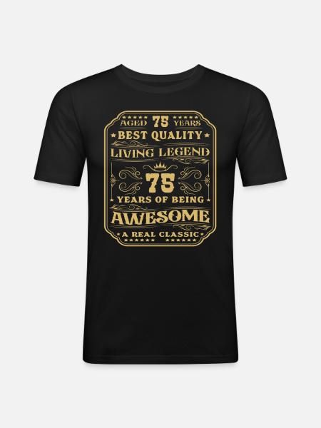 75 födelsedag 75 år man 75 år legendarisk 75 - Slim Fit T-shirt herr - svart
