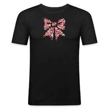 Fliege Rot Weiß Kostümersatz Karneval Köln - Männer Slim Fit T-Shirt - Schwarz - Vorne - Nik (191cm)