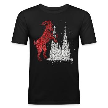 Kölner Dom Köln Rot Weiß Kölle Karneval Konfetti - Männer Slim Fit T-Shirt - Schwarz - Vorne - Nik (191cm)