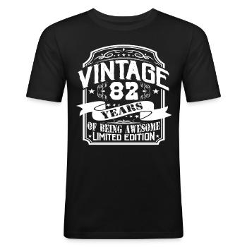 Birthday Vintage 82 Years Limited Edition - Men's Slim Fit T-Shirt - black - Front - Nik (191cm)
