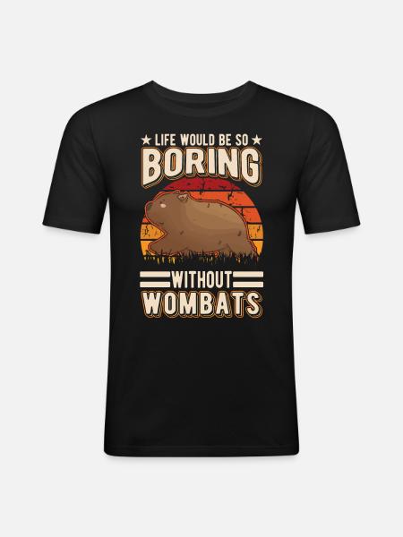 Australischer Wombat - Männer Slim Fit T-Shirt - Schwarz