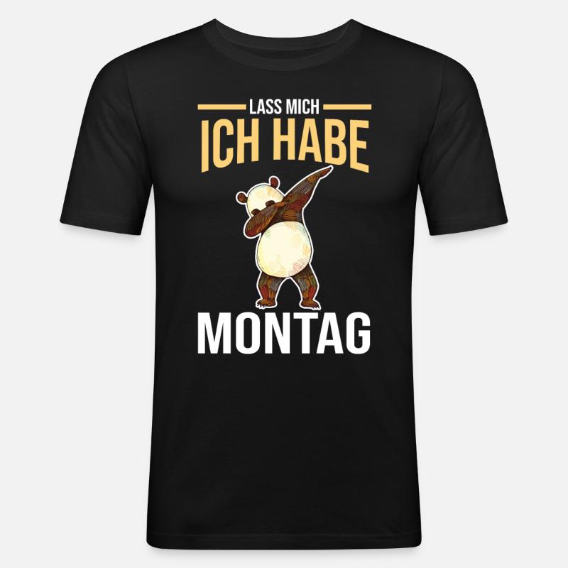 Mama Mutter Panda - Männer Slim Fit T-Shirt - Schwarz