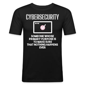 Cybersecurity - IT-Sicherheit Informatiker - Männer Slim Fit T-Shirt - Schwarz - Vorne - Nik (191cm)