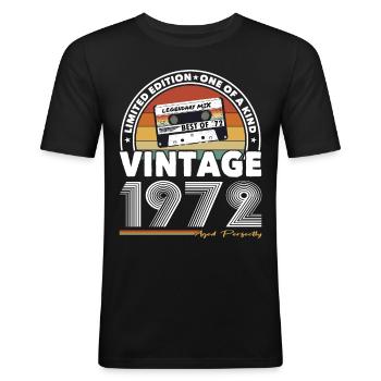 50th birthday born 1972 Aged Perfectly - Men's Slim Fit T-Shirt - black - Front - Nik (191cm)