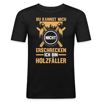 Waldarbeiter Förster Waldarbeit Holzfäller - Männer Slim Fit T-Shirt - Schwarz - Vorne - Nik (191cm)