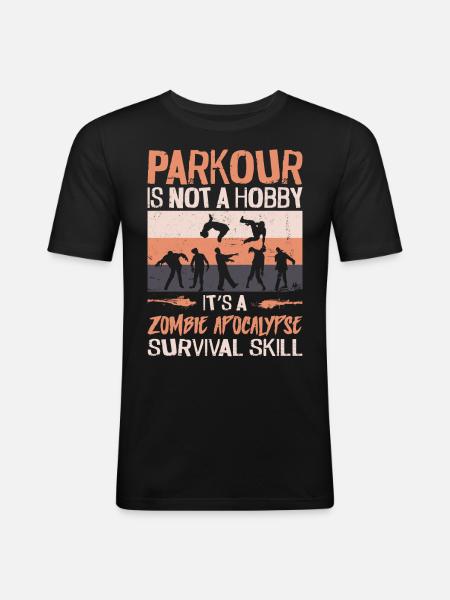 Parkour Free Running Traceur - Men's Slim Fit T-Shirt - black