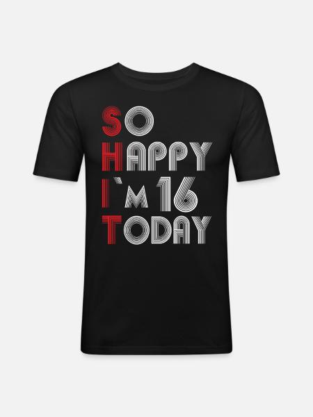 16 Birthday - Men's Slim Fit T-Shirt - black