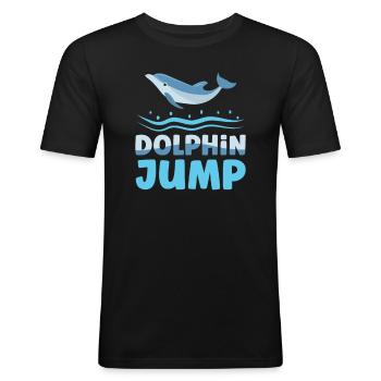 Dolphin Jump Meeresbiologe Wassertier - Männer Slim Fit T-Shirt - Schwarz - Vorne - Nik (191cm)