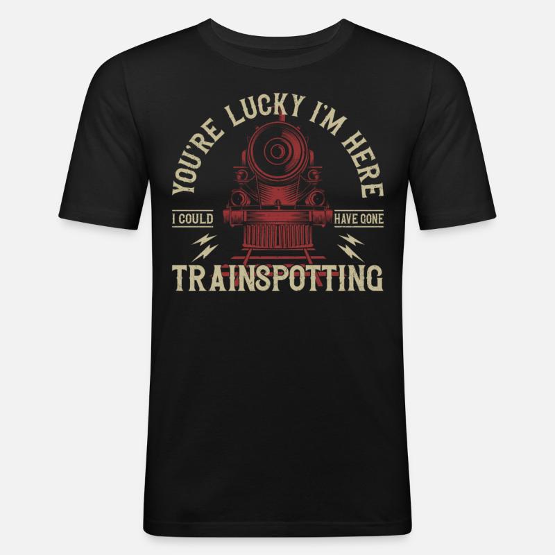 Steam Train Driver Trainspotting - Männer Slim Fit T-Shirt - Schwarz