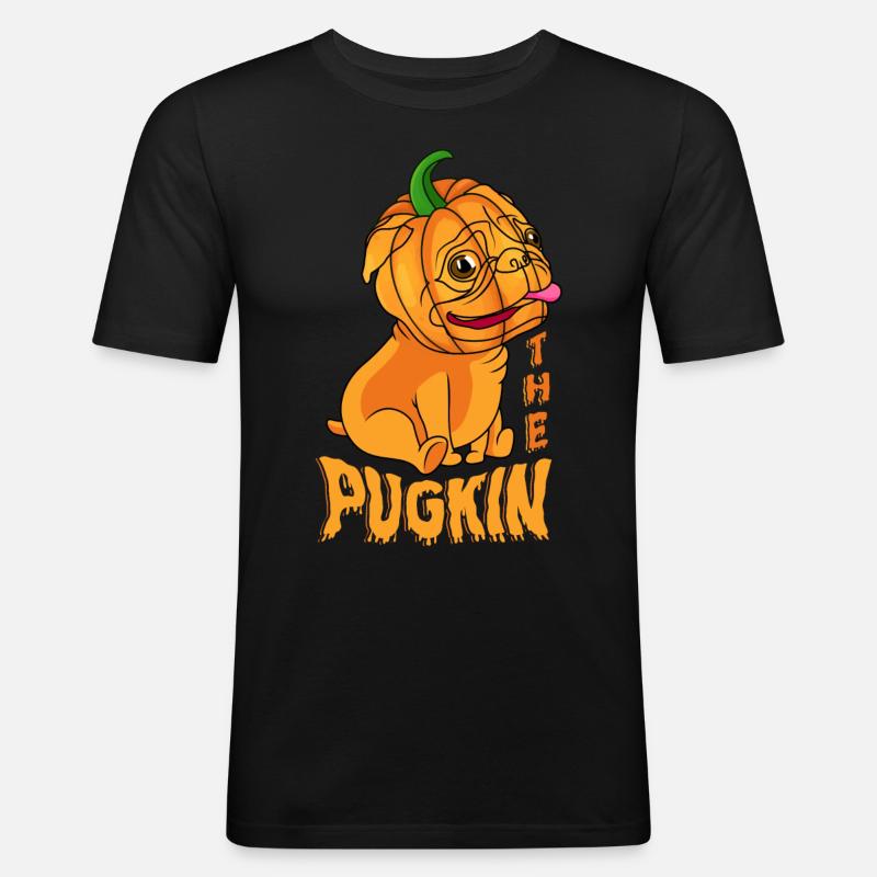 Der Pugkin-süßes Oder - Männer Slim Fit T-Shirt - Schwarz