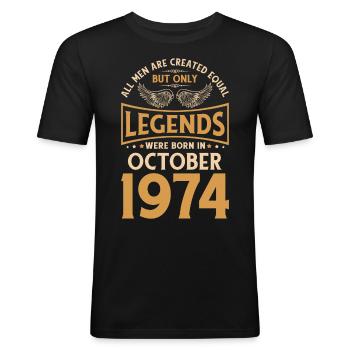 Anniversaire Les légendes sont nées en octobre 1974. - T-shirt près du corps Homme - noir - Devant - Nik (191cm)
