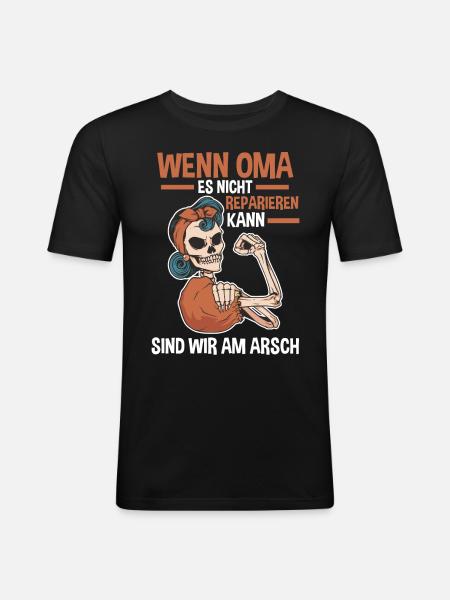 Großmutter Großmama Omi Oma - Männer Slim Fit T-Shirt - Schwarz