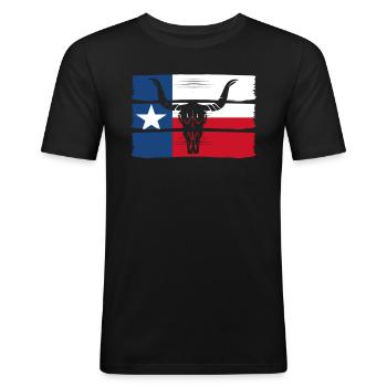 Drapeau du Texas USA-état-Amérique-Touristique - T-shirt près du corps Homme - noir - Devant - Nik (191cm)
