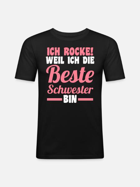 Beste Schwester - Männer Slim Fit T-Shirt - Schwarz