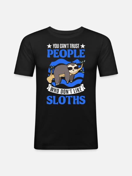 Faultier Liebhaber - Männer Slim Fit T-Shirt - Schwarz
