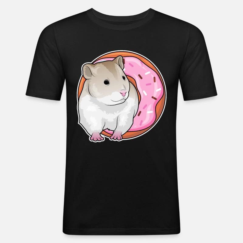 Hamster Donut - Männer Slim Fit T-Shirt - Schwarz