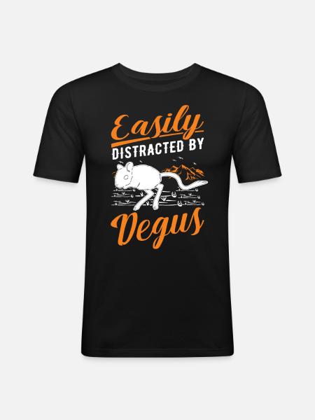 Easily distracted by Degus - Männer Slim Fit T-Shirt - Schwarz