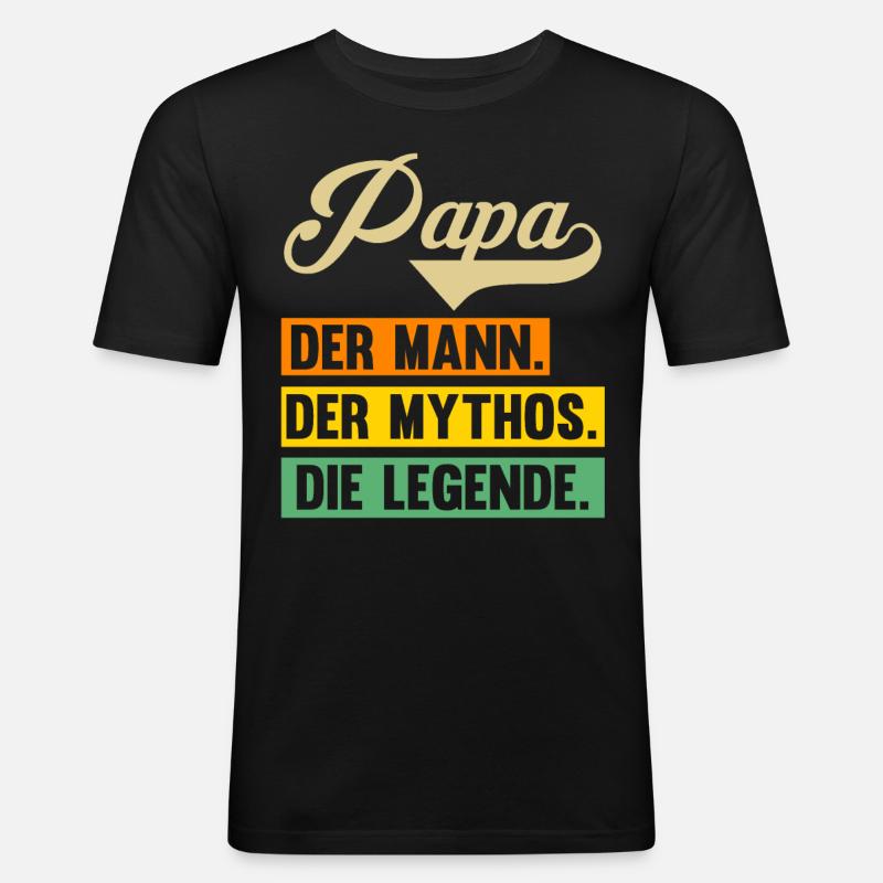 Vater Papi Papa - Männer Slim Fit T-Shirt - Schwarz